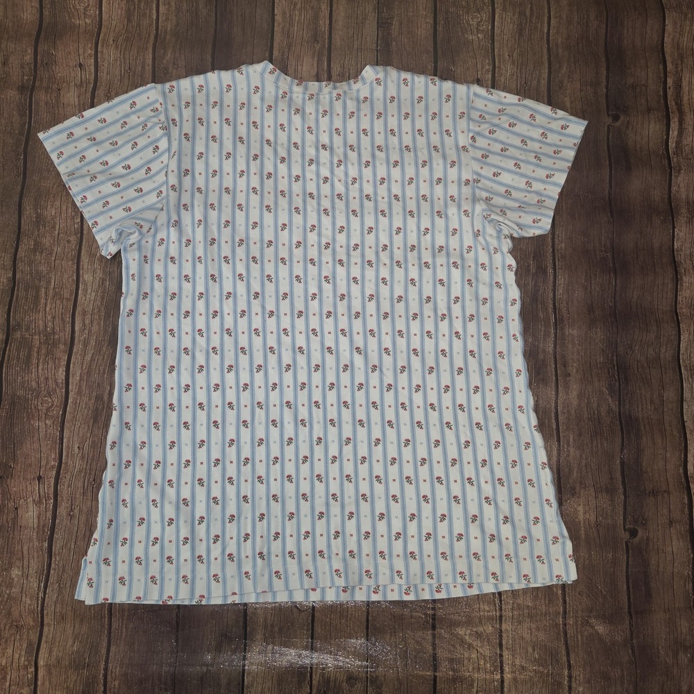 Hill House Charlotte Sleep Tee Womens M Blue White Floral Striped Coastal Sleep - Picture 5 of 9